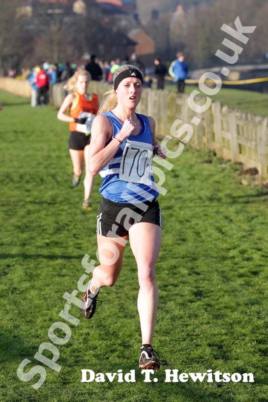 Ashley Gibson (Morpeth Harriers) on the first leg of the Durham Cathedral Relays senior womens race.